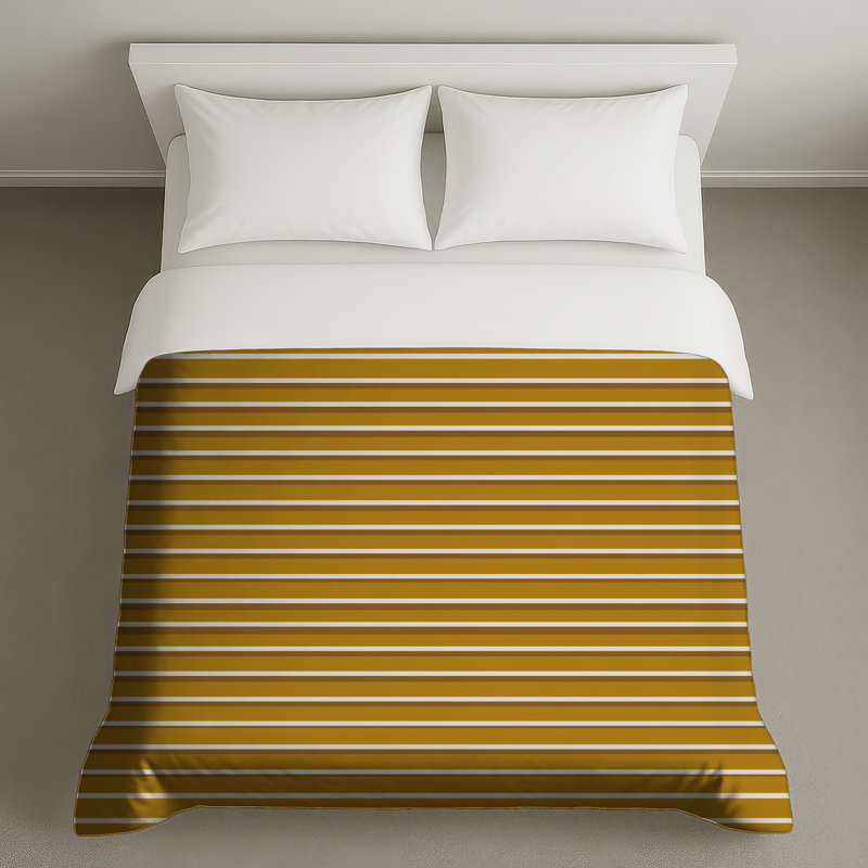 Housse de couette à rayures moderne, Housse de couette pour grand lit, Rayures oranges