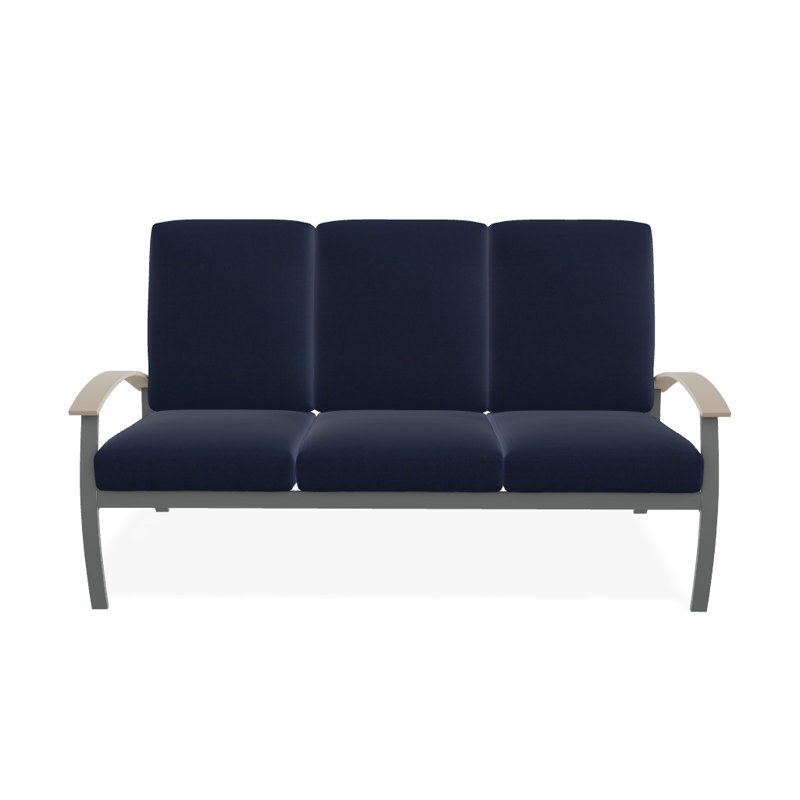 Askar 71.5'' Wide Powder Coated Aluminum Patio Sofa with Cushions, Blend Indigo, Textured Graphite