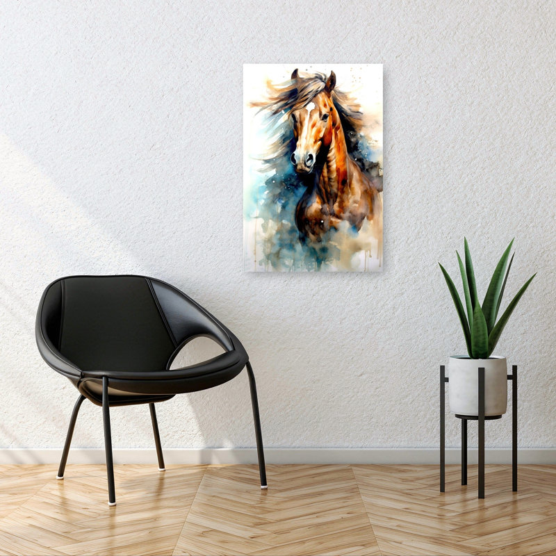 «Watercolor Horse Contemporary Horse», reproduction d'art murale, 36" H x 24" W