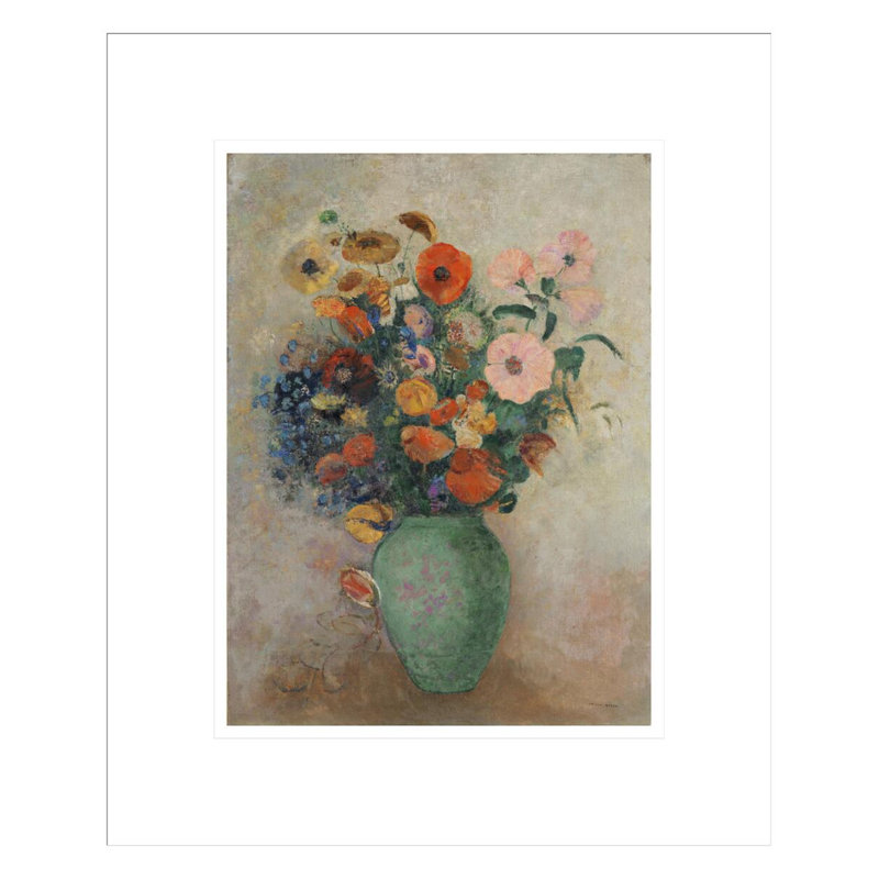 «Bouquet of Flowers in a Green Vase» par Odilon Redon, impression giclée sur cadre, 16.54" H x 13.75" W
