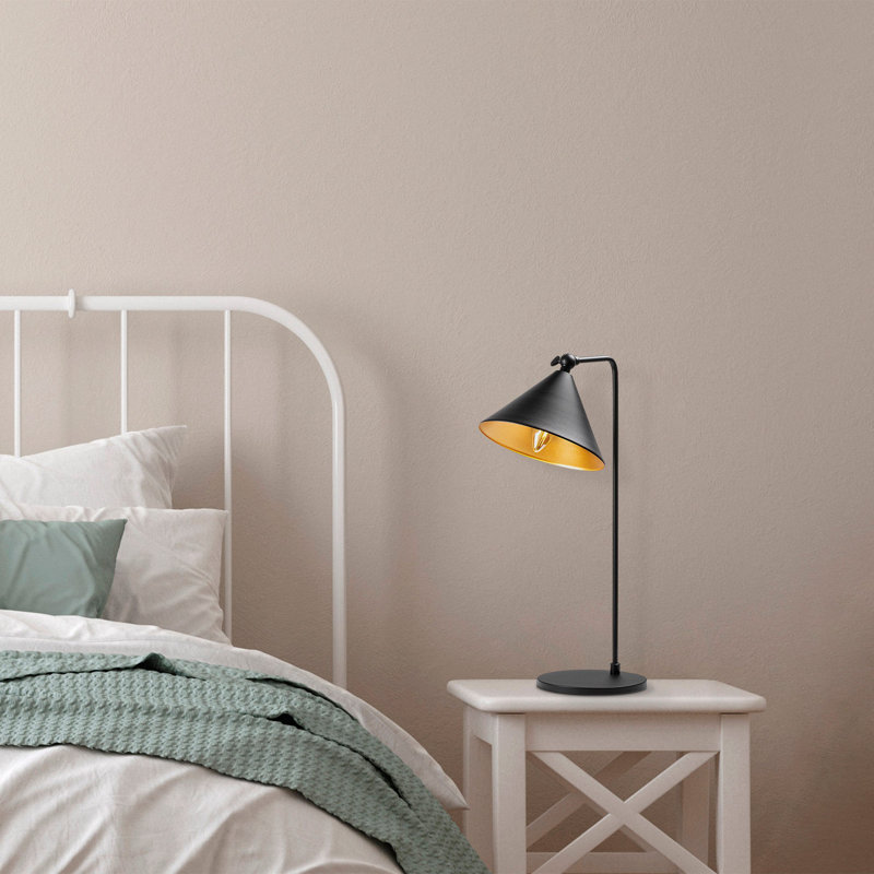 Modern Table Lamp, Black & Antique, 9.4 x 10.2 x 19.7 inches | Metal Body with Elegant Design | E14 Socket (Max 40W) | Perfect for Living Room, Bedroom, & Office | Scandinavian Style, IP20 Rated