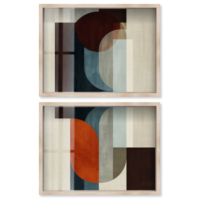 Ensemble de décoration murale de bureau Midcentury Echo I Shadowbox Print par Art Remedy, cadre blond, 40 x 30
