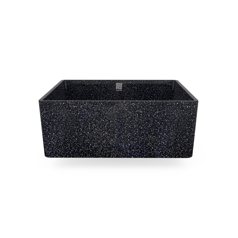 Woodio Cube40 15.748'' Wood Square Bathroom Sink, Char