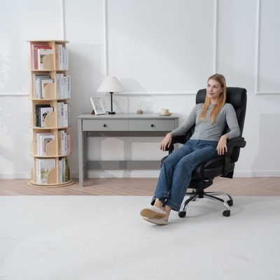 Chaise de bureau ergonomique en similicuir avec fonction de massage et repose-pieds