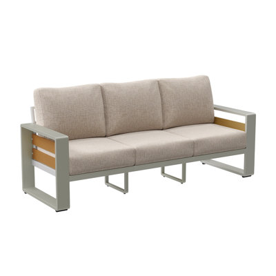 Patio Outdoor Aluminum 3-Seat Sofa With Thick Cushions by Latitude Run