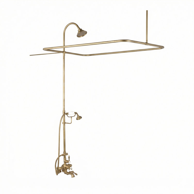 Système de douche thermostatique avec baignoire et douche, Laiton satiné