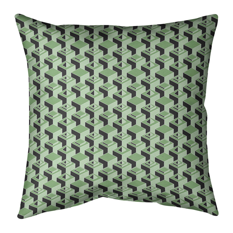 Housse de coussin Skyscrapers, 14 po x 14 po, Vert, Croisé en coton