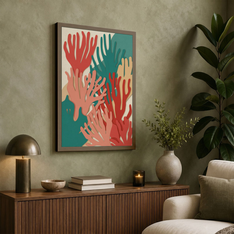 Coral Forms Modern - Wrapped Canvas, 18x12 - 45.7 x 30.5 cm, Taupe Border