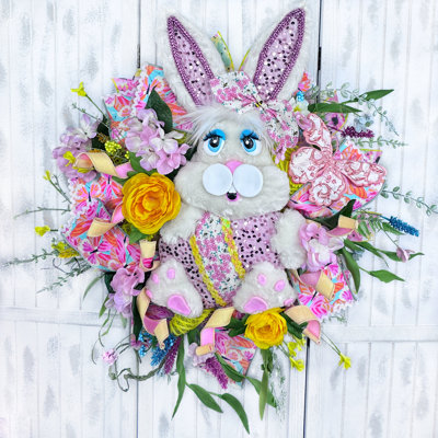 Easter Rabbit With Egg Spring Wreath