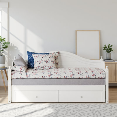 ??Twin Size Wood Daybed with Trundle & Storage Drawers – Space-Saving Sofa Bed for Guest Rooms??