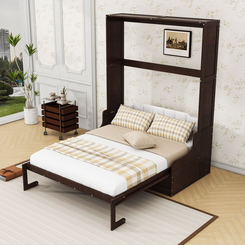 Grand lit escamotable avec coussin, Espresso