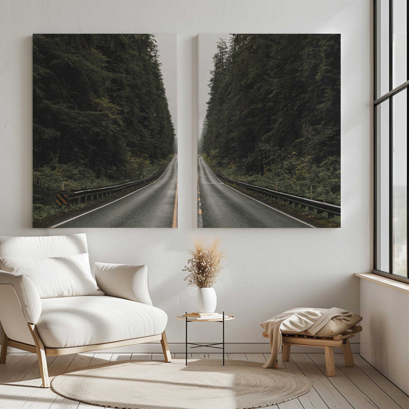 Route forestière | Impression sur toile 2 panneaux, H 36 po x l 54 po