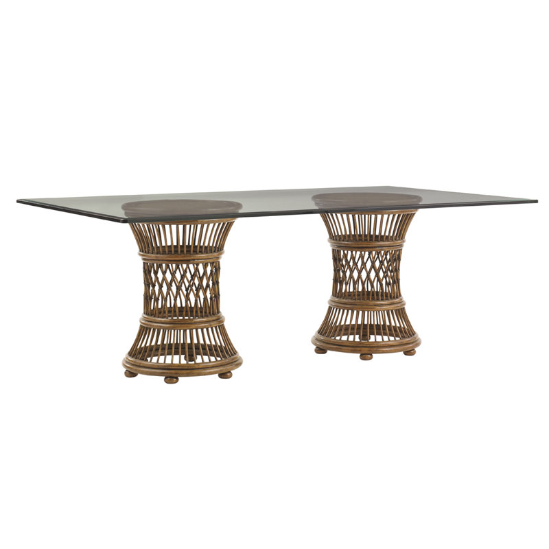Bali Hai 4 - Person Glass Top Pedestal Dining Set, 29.5" H x 36" W x 36" D