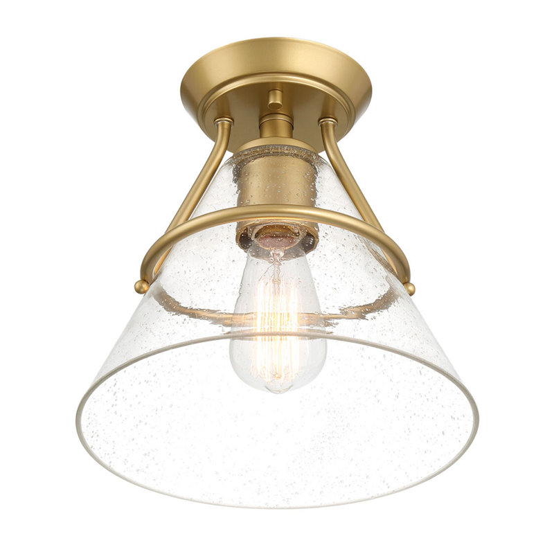 1 LT Ceiling Light in Vintage Gold, Clear Seeded, Vintage Gold