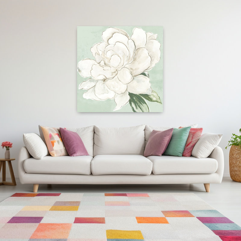 Jardin délicat, élégant, pivoine contemporaine, art naturel, H 48 po x l 48 po