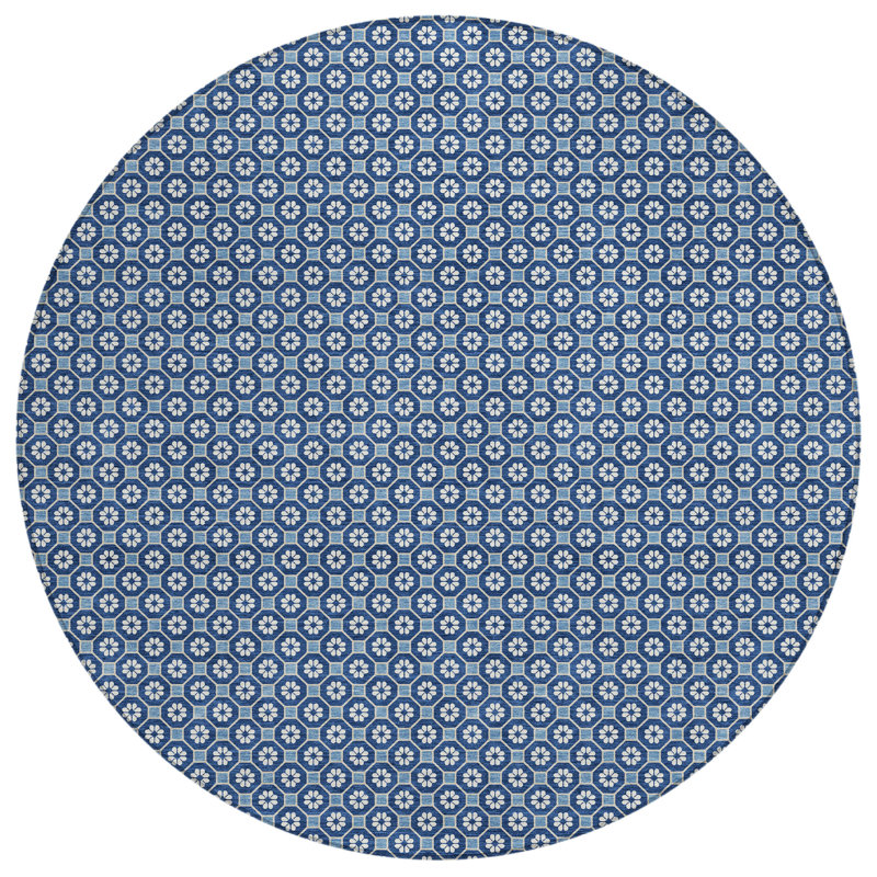 Tapis intérieur / extérieur bleu Ballara, 8 pi x 8 pi