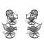 Chaise de patio pivotante en fonte d'aluminium 4 pièces avec structure noire et coussins bruns