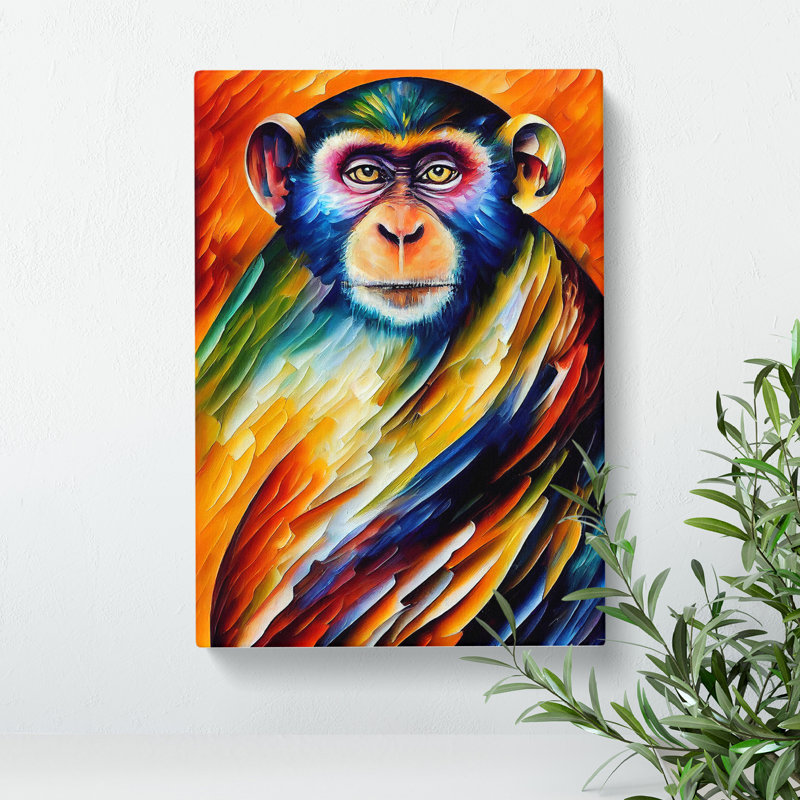 Monkey Portrait No.1 - Wrapped Canvas, 60cm H x 40cm W x 3cm D