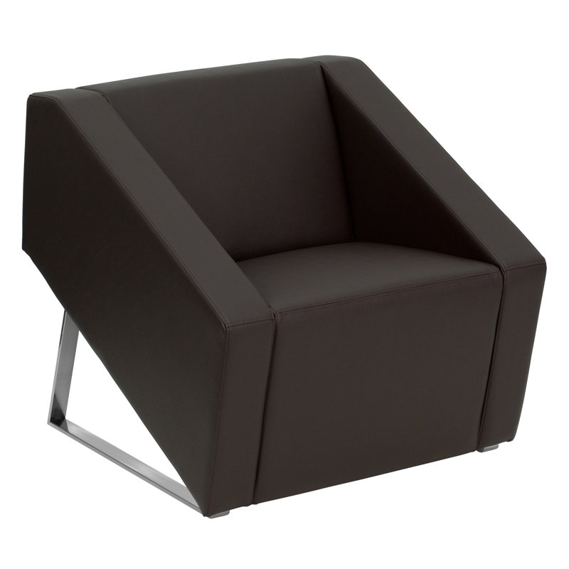 Chaise longue Beninga LeatherSoft avec base triangulaire, Brun