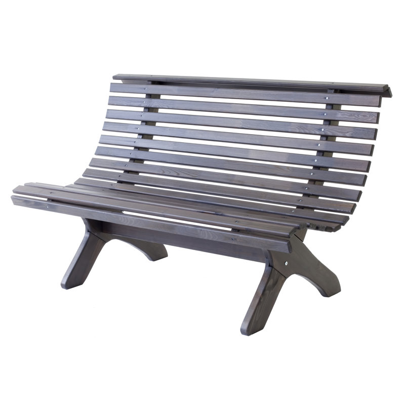 Oluna Solid Wood Pine Outdoor Bench, 87cm H x 140cm W x 74cm D, Taupe Grey