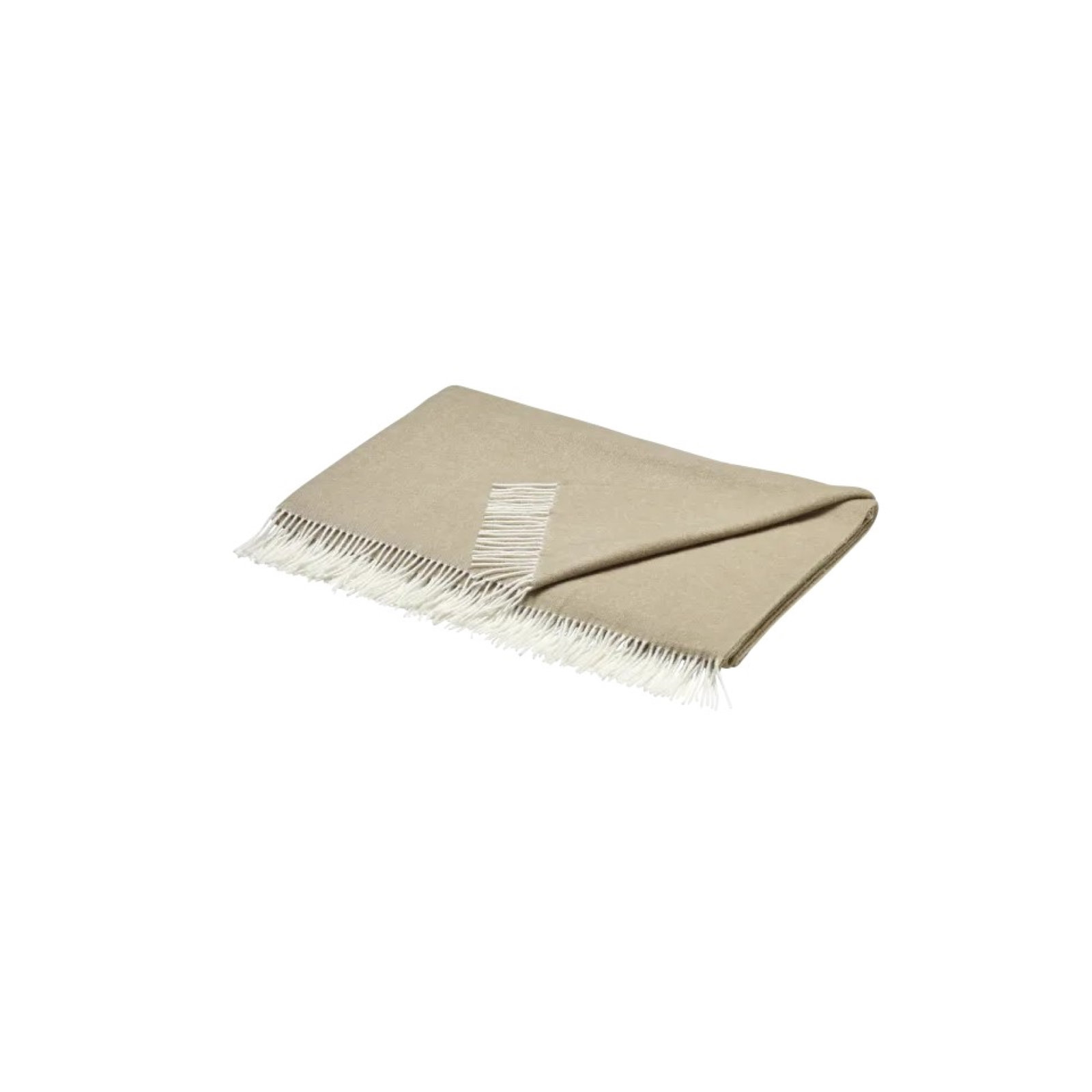 FINHO Merino Wool Herringbone Throw Blanket, Tan