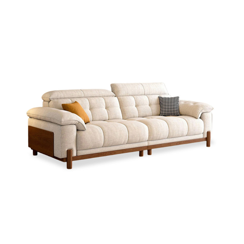 Causeuse-coussin beige modulaire en chenille, Chenille beige