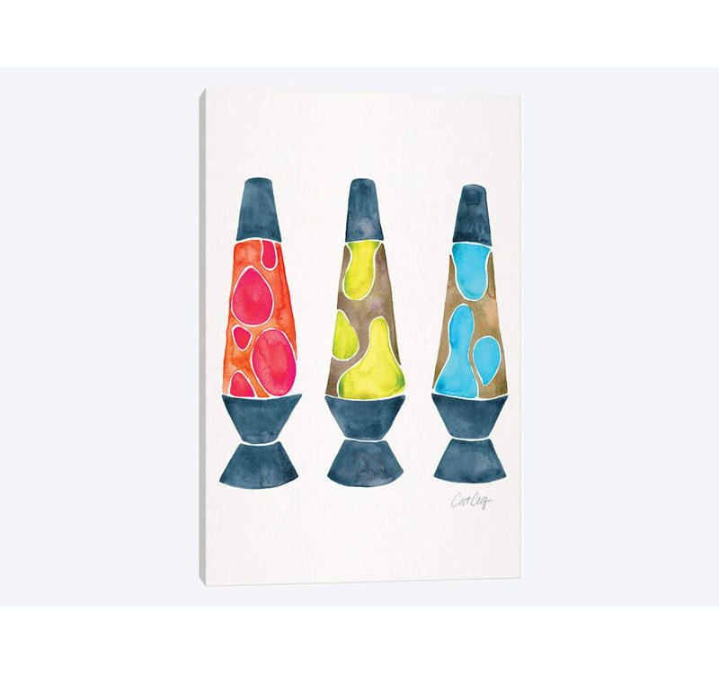 « lave lamps, primary » par cat coquillette, reproduction d’impression sur toile tendue, H 40 po x l 26 po x P 1,5 po