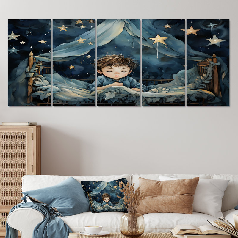Childs Moonlight Nursery II - chambre de bébé 5 pièces, art mural pour le salon, H 32 po x l 80 po