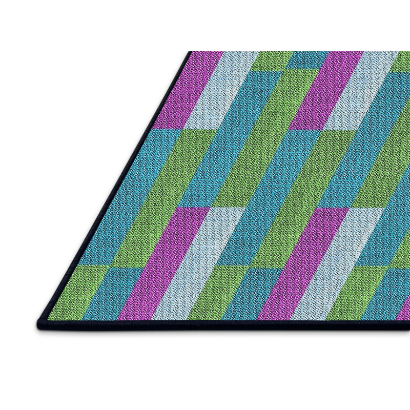 Tapis décoratif géométrique vert Sabbagh, Rectangle 6 pi x 9 pi
