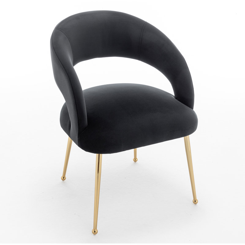 Lokelani 19.3'' H Velvet Upholstered Armchair, Black, 6