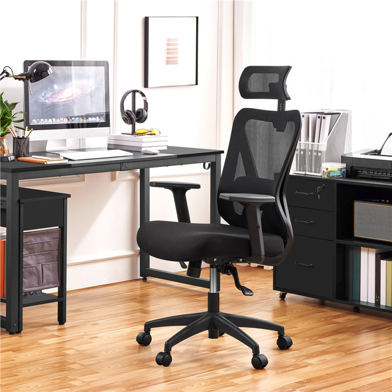 Ergonomic Office Chair with Adjustable Headrest, Armrest and Lumbar Support, Black