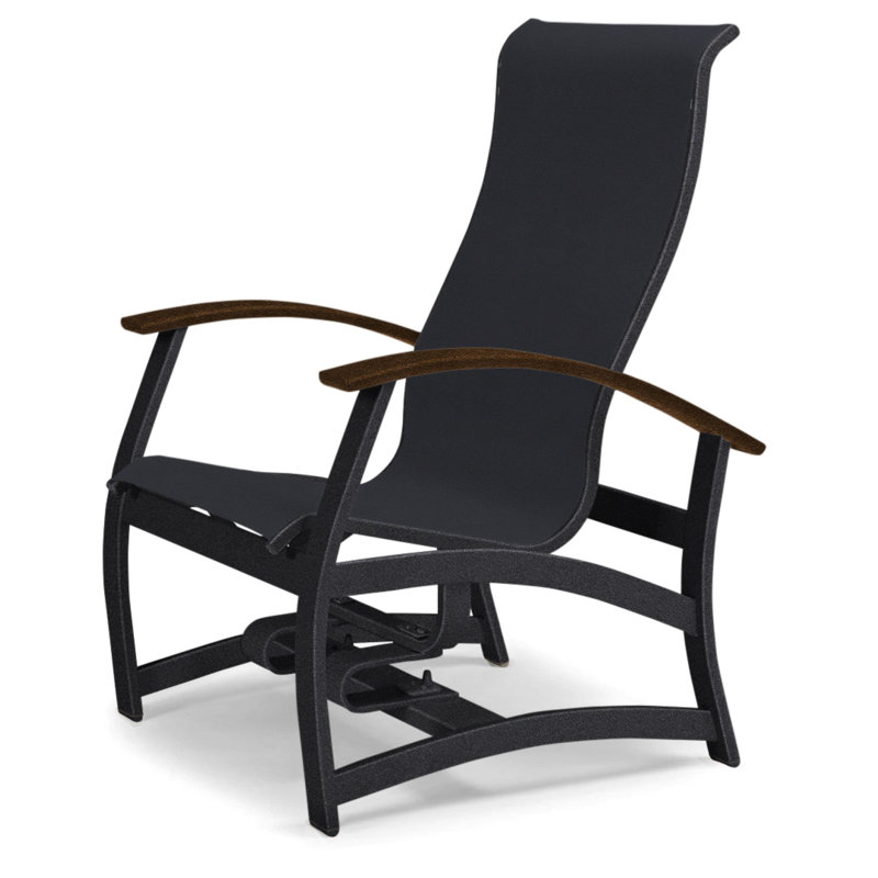 Chaise de patio pivotante à chat cachée Askar, Noir texturé, Noir 5D Sunbrella®, Kona P10