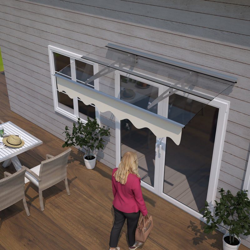Auvent pour fenêtre 5934W Series, feuille de polycarbonate avec bloc, support robuste, auvent d'intimité pour l'extérieur - rouille - supports, pour utilisation