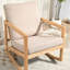 Fauteuil oscillant rembourré, structure en bois d'hévéa naturel, kaki