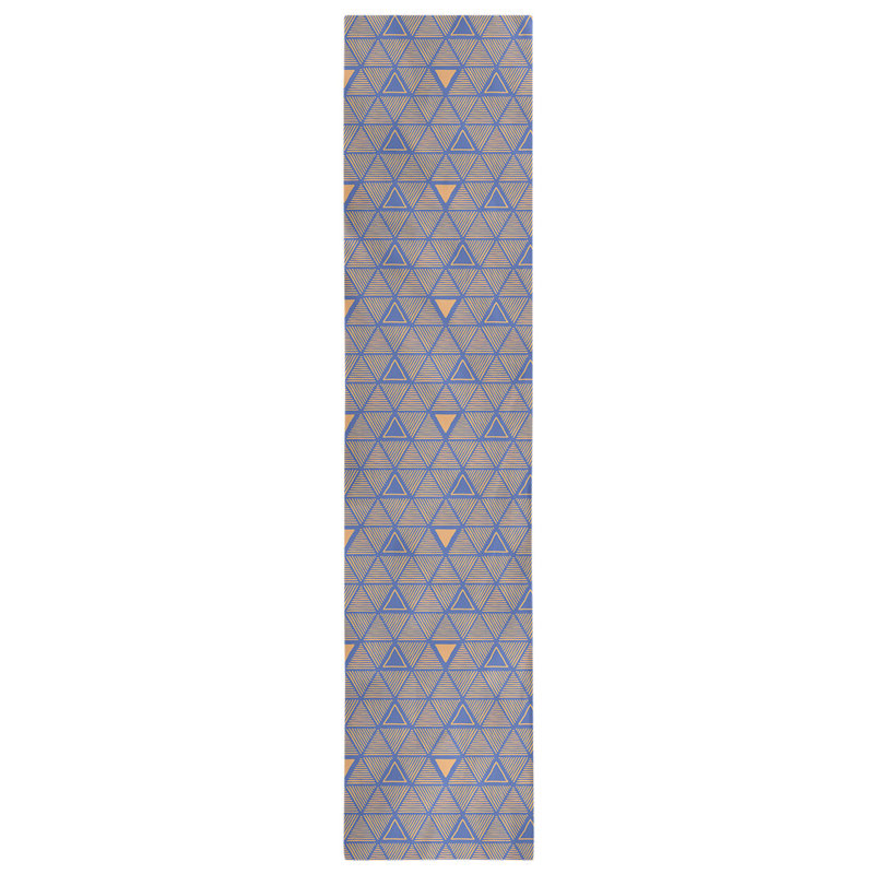 Classic Hand Drawn Triangles Table Runner, 16" x 90", Dark Blue/Orange