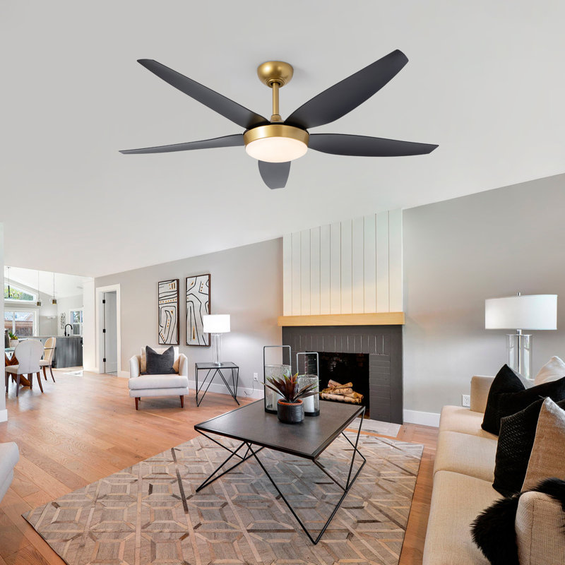 52" 5 - Blade Reversible Ceiling Fan With LED Light and Remote Control
