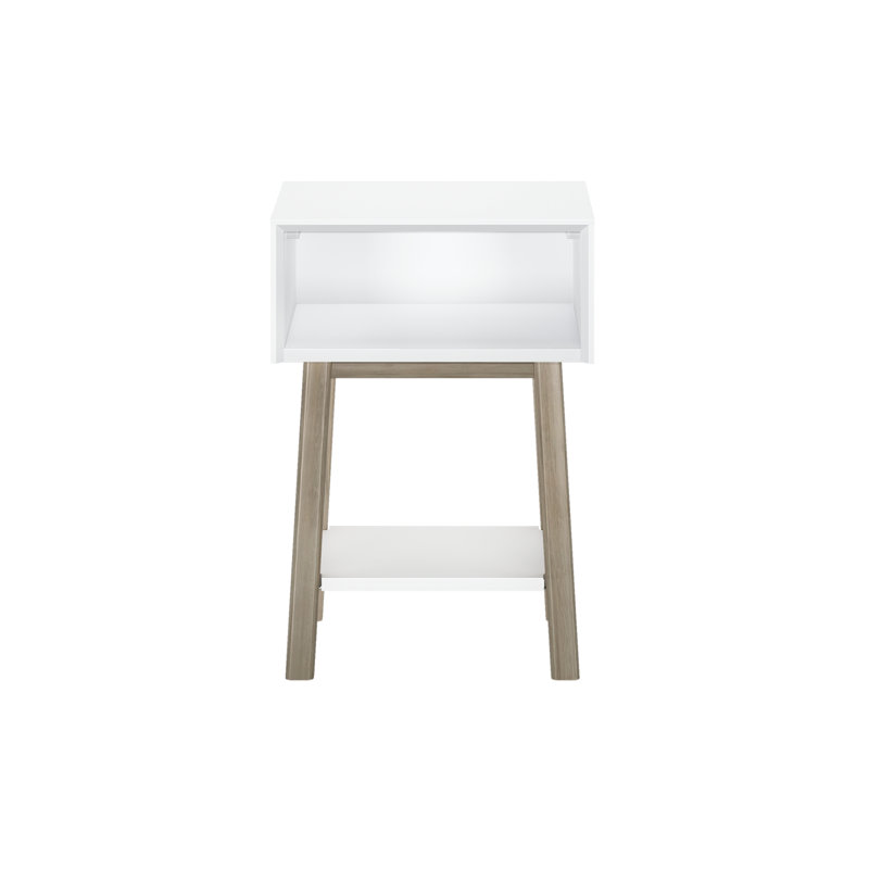 Ladora Solid Wood Nightstand, White/Blonde