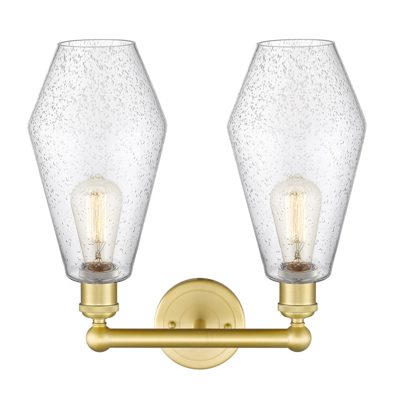 Éclairage pour meuble-lavabo à intensité variable 2 lumières Amylea, Grainé, Or satiné