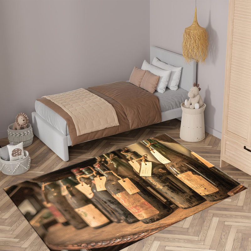 Stylish Non Woven Thin Printed Rug Featuring a Detailed Floral and Leaf Design in Subtle Tones Perfect for Enhancing Your Living Space with an Elegant Touch