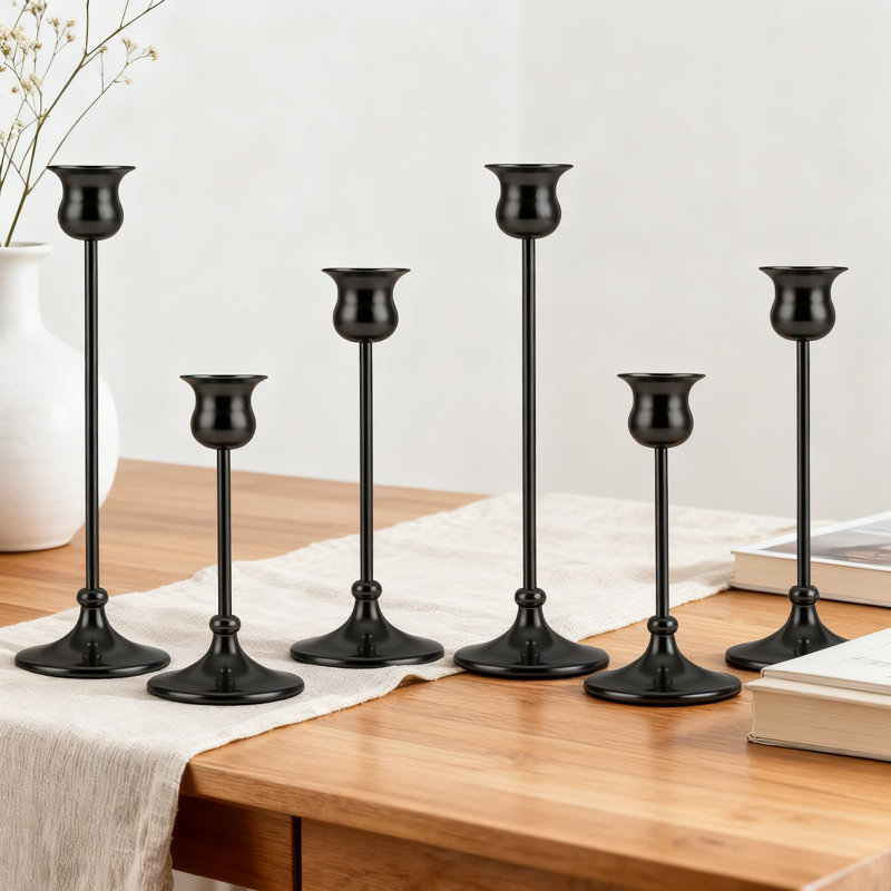 Ensemble de porte-bougies Vintage, Noir, 3
