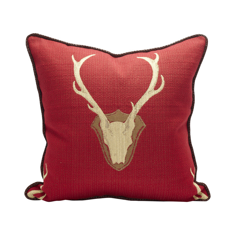 Oh Deer Cotton Feathers Throw Pillow, Red