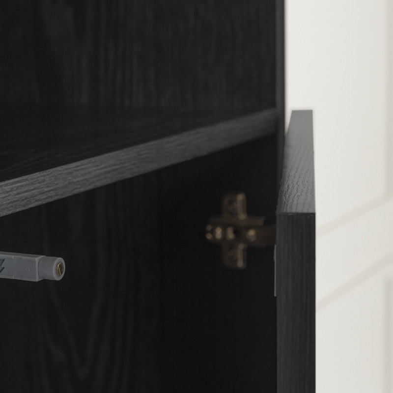 Liora Narrow 5-Shelf Narrow Bookcase, Black Oak