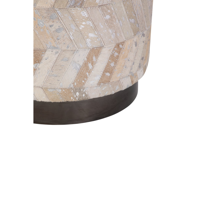 Repose-pieds élégant à chevrons compacts avec base noir mat Elegant Beige 16 po x 16 po x 18 po, Silver Chevron, Walnut