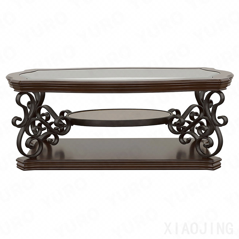 2-Shelf Glass Top Coffee Table