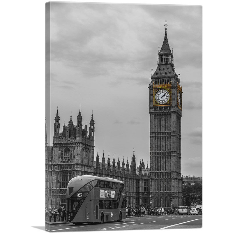 Big Ben - horloge à Londres en Angleterre - reproduction de photo sur toile tendue, H 26 po x l 18 po x P 0,75 po