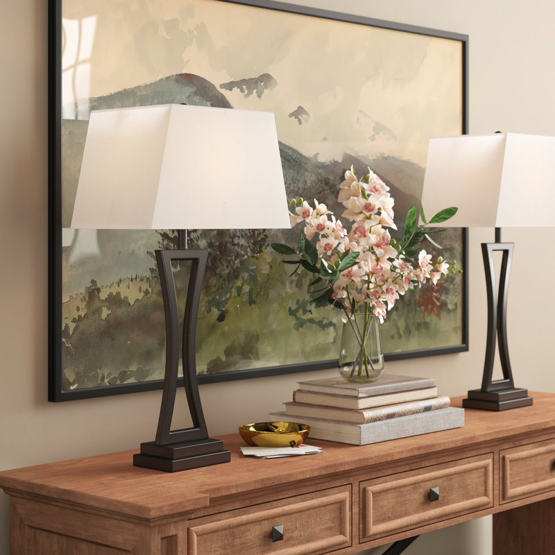 30.75" Table Lamp Set, Black