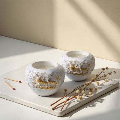 Ensemble de bougies non parfumées (2 pièces), blanc, 3,1 x 3,1 x 2,4 pouces | 100% paraffine avec 5% de teneur en huile | Durée de combustion longue durée: 7 à 8 heures | Sécuritaire pour la maison, parfait pour la détente et la décoration