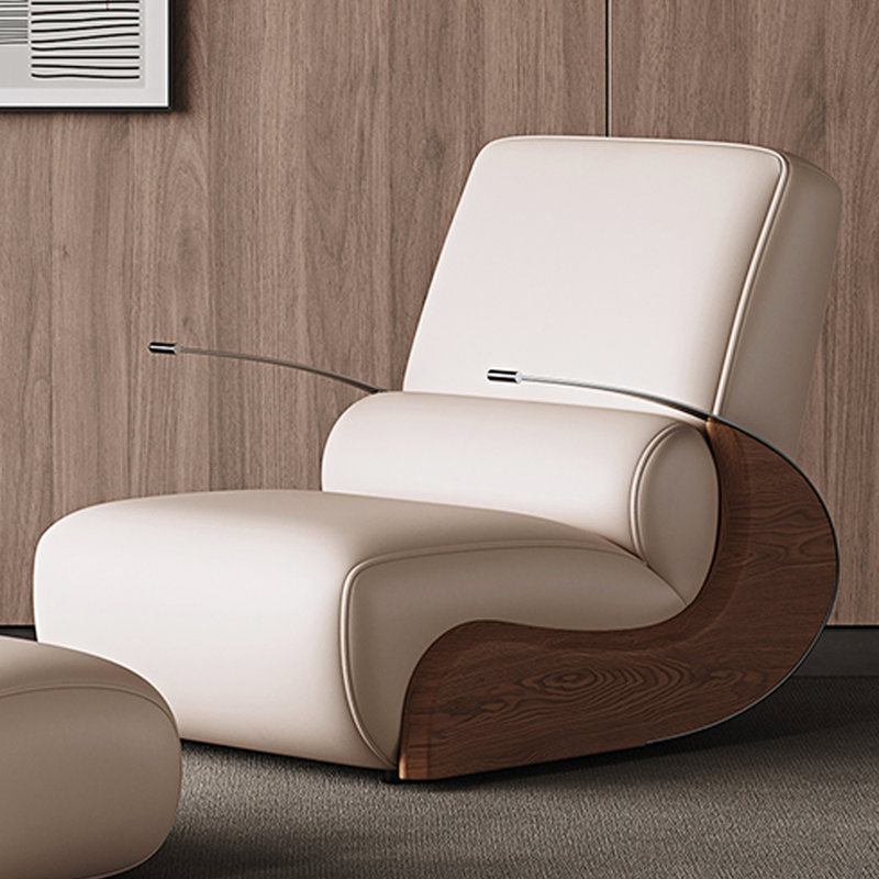 Chaise berçante de salon en similicuir, Beige