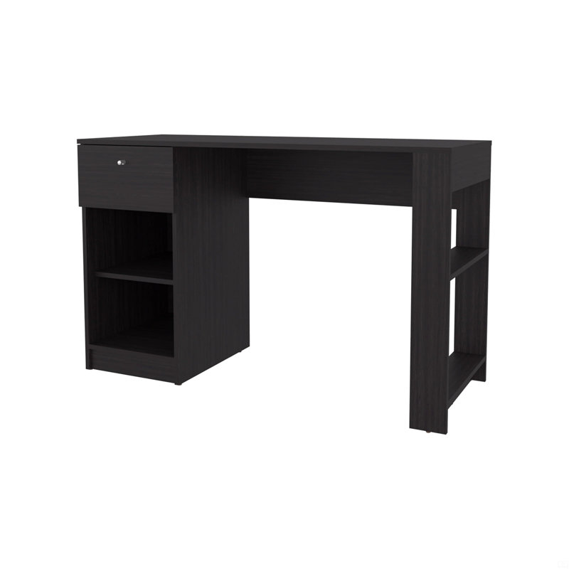 Bureau d'ordinateur avec 1 tiroir et rangement ouvert, Brun