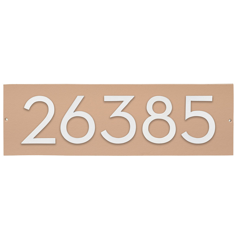Plaque d'adresse horizontale flottante 4 po (5 chiffres), Taupe, Blanc